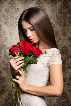Romantic woman with roses