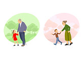 Grandparent walking with offspring