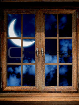 Wooden window and crescent