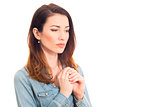 woman touching her wedding ring thinking about marriage problems