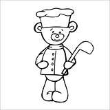 Outlined bear cook toy. Isolated on white background