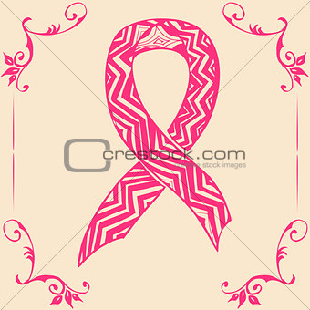 pink ribbon. Doodle style
