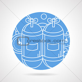 Round blue vector icon for aqualung