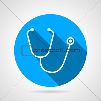 Medical stethoscope flat round vector icon