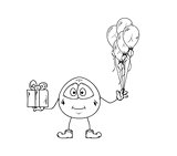 emoticon with balloons and present