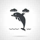 Black silhouette vector icon for dolphin