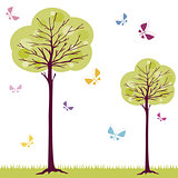 trees and butterflies