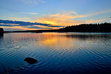 Charm of Karelian sunset. Lake Engozero, Russia