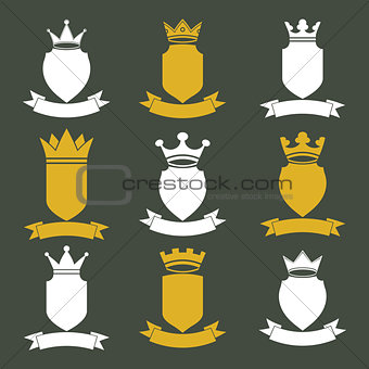 Collection of empire design elements. Heraldic royal coronet ill