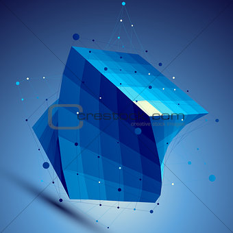 Blue squared 3D vector abstract technology illustration, perspec