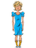 Vector full-length drawing of a friendly Caucasian blond teenage