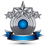 Heraldic 3d glossy blue and gray icon - can be used in web and g