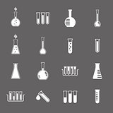 Chemical and medical flask icons vector set.