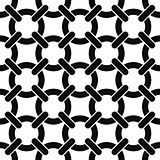 Round shapes lattice seamless pattern, black and white vector background. EPS8