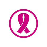 Pink cancer ribbon ribbon isolated on white background.