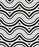 Spiral lines seamless pattern, black and white vector background. EPS8