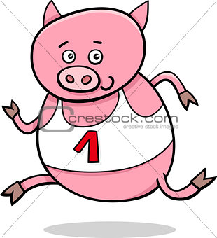 running piglet cartoon illustration