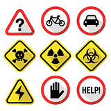 Warning signs - danger, risk, stress - flat design