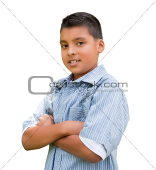 Young Hispanic Boy on White