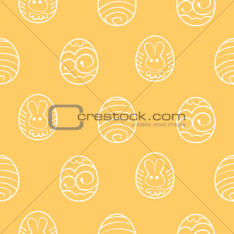 Easter seamless background. Decorated eggs on a yellow backgroun