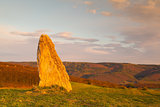 Menhir on the hill at sunset in Morinka village