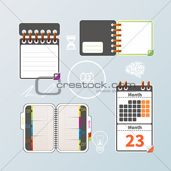 Colorful notebook and calendar set