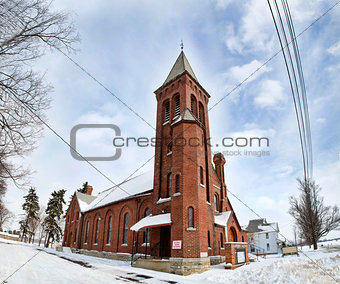 Rural Church in the Snow