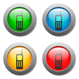 Phone icon glass button set