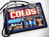 Colds on the Display of Medical Tablet.