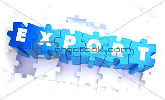 Export - Word in Blue Color on Volume  Puzzle.
