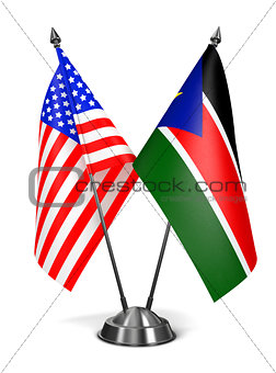 USA and South Sudan - Miniature Flags.