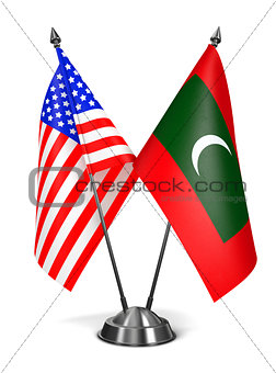 USA and Maldives - Miniature Flags.