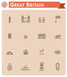 United Kingdom travel icon set
