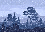 Christmas Winter Mountain Landscape