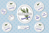 Set of labels for natural bath body products with rosemary