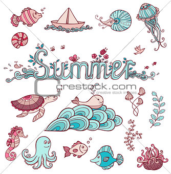 Sea doodle ements