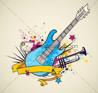 Background with electric guitar and trumpet