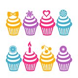 Colorful cupcake silhouettes