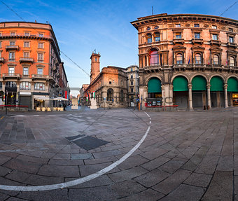 Piazza del Duomo and Via dei Mercanti in the Morning, Milan, Ita