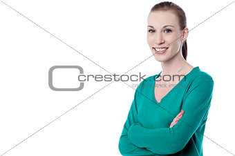 Confident lady in casuals with arms crossed