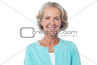 Smiling aged lady in casuals