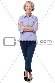 Confident looking aged woman in casuals