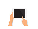 Human hands hold a tablet pc