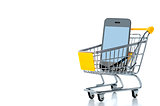 Mobile phone in shopping cart