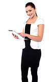 Corporate lady using tablet pc device