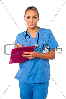 Medical professional writing case history