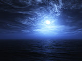 3D render of moon and sea background