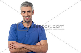 Smiling middle aged man isolated on white