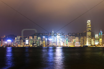 View the city at night from Kowloon. Hong Kong. 