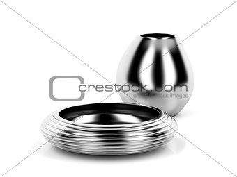 Silver vase and bowl